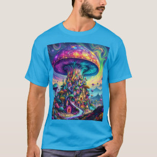 Fantasy Niedlich Mushroom Rainbow Skies T-Shirt