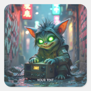Fantasy Niedlich Music Joy Street Quadratischer Aufkleber