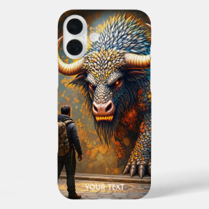 Fantasy Niedlich Mythical Bull Mosaik iPhone 16 Plus Hülle