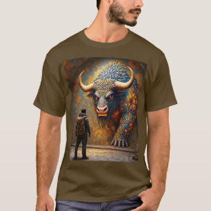 Fantasy Niedlich Mythical Bull Mosaik T-Shirt