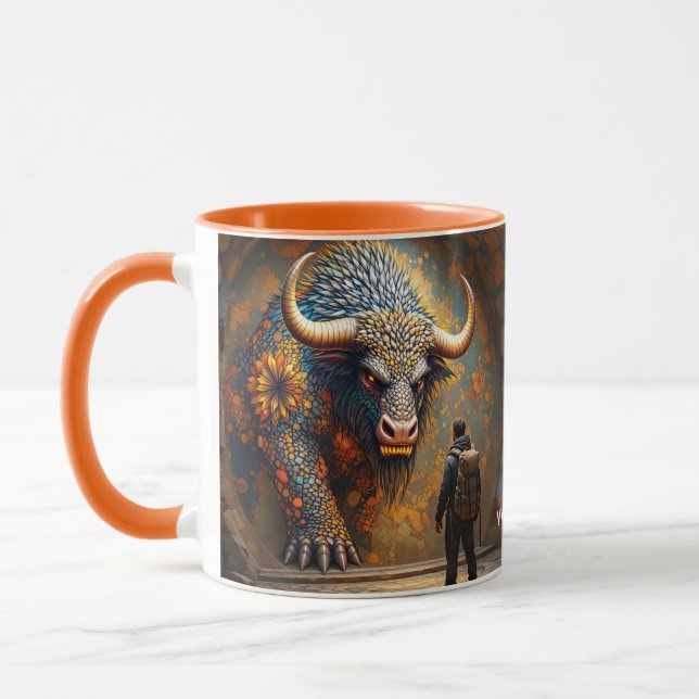 Fantasy Niedlich Mythical Bull Mosaik Tasse (Links)