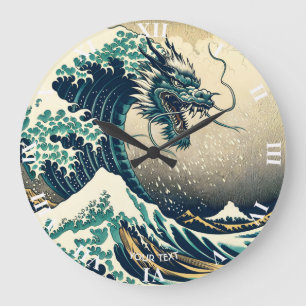 Fantasy Niedlich Mythischer japanischer Drache Große Wanduhr
