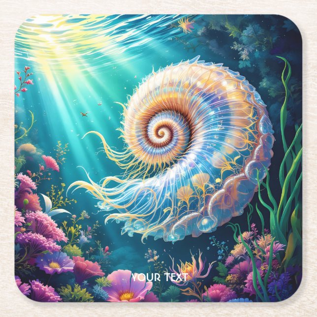 Fantasy Niedlich Nature Underwater World Rechteckiger Pappuntersetzer (Vorderseite)