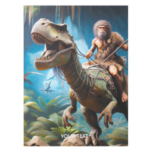 Fantasy Niedlich Neanderthal Riding Dinosaurier Tischdecke