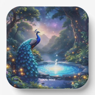 Fantasy Niedlich Night Puddle Peacock Pappteller