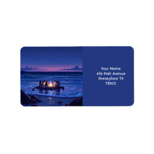 Fantasy Niedlich Night Sea Bonfire Adressaufkleber