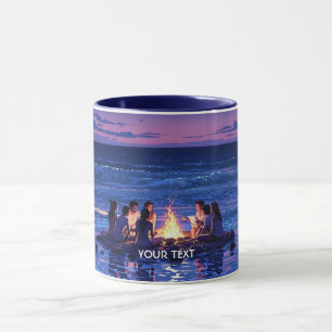 Fantasy Niedlich Night Sea Bonfire Tasse