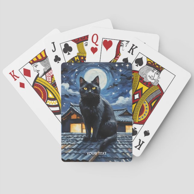 Fantasy Niedlich Night Stars Cat Spielkarten (Rückseite)