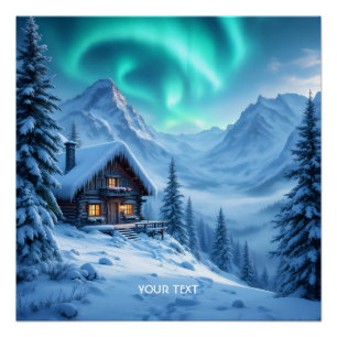Fantasy Niedlich North Winterhütte Poster