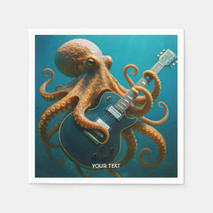 Fantasy Niedlich Octopus Gitarre spielen Serviette