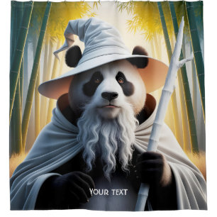 Fantasy Niedlich Old Panda Wizard Duschvorhang