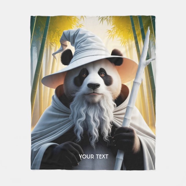 Fantasy Niedlich Old Panda Wizard Fleecedecke (Vorderseite)