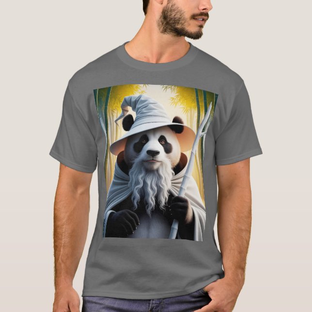 Fantasy Niedlich Old Panda Wizard T-Shirt (Vorderseite)