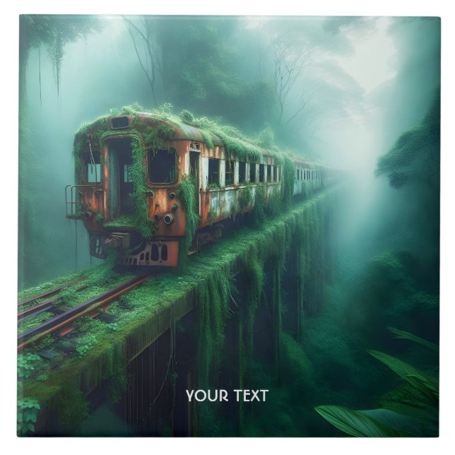 Fantasy Niedlich Old Past Train Fliese (Vorderseite)