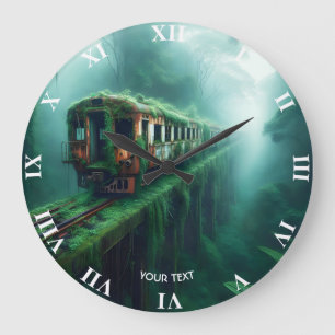 Fantasy Niedlich Old Past Train Große Wanduhr