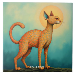 Fantasy Niedlich Orange Abstrakt Chat Fliese
