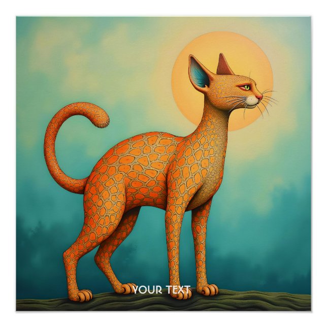 Fantasy Niedlich Orange Abstrakt Chat Poster (Vorderseite)