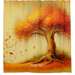 Fantasy Niedlich Orange Fall Tree Duschvorhang