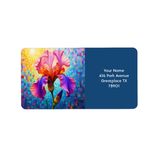 Fantasy Niedlich Orange Pink Blume Adressaufkleber (Vorne)