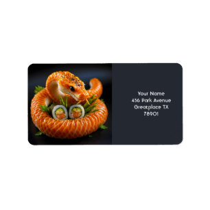 Fantasy Niedlich Orange Snake Sushi Adressaufkleber