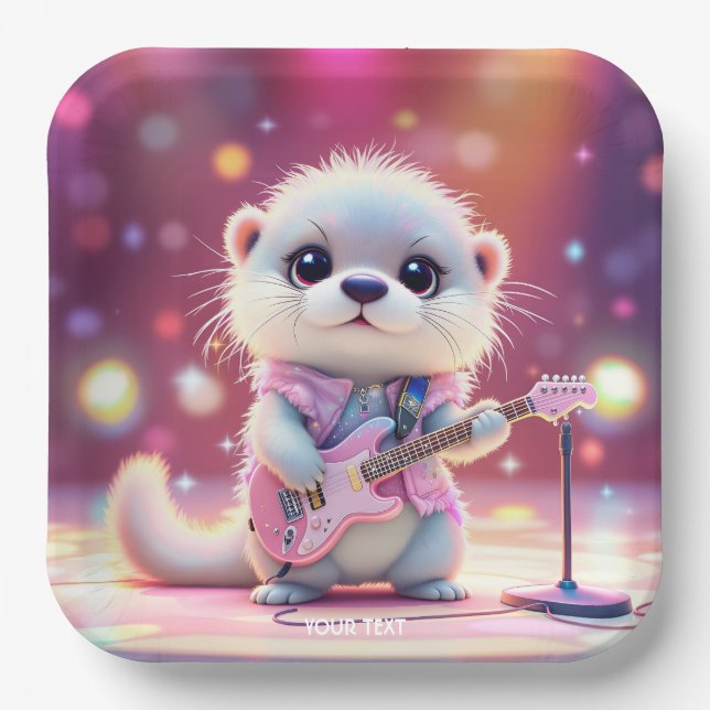 Fantasy Niedlich Otter Pop Star Pappteller (Vorderseite)