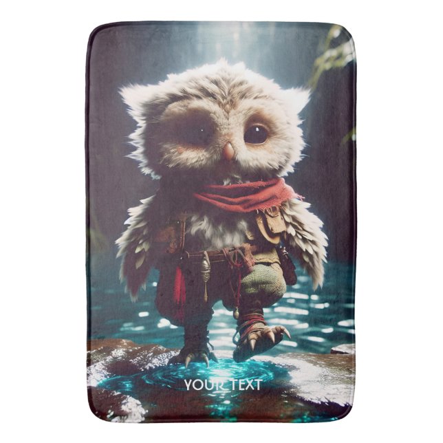 Fantasy Niedlich Owl Adventurer Wasser Badematte (Vorderseite Vertikal)