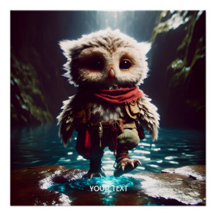 Fantasy Niedlich Owl Adventurer Wasser Poster