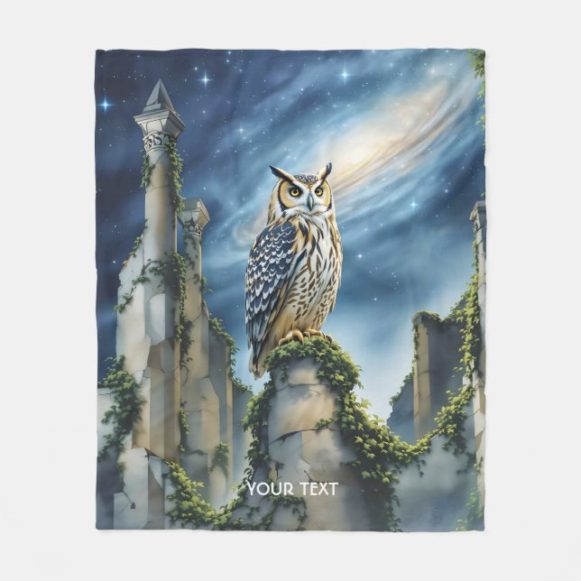 Fantasy Niedlich Owl Alte Ruinen Fleecedecke (Vorderseite)