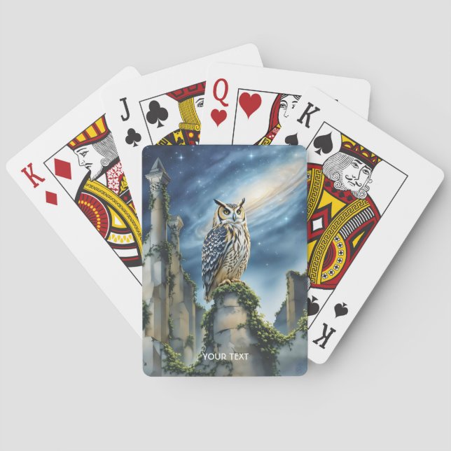 Fantasy Niedlich Owl Alte Ruinen Spielkarten (Rückseite)