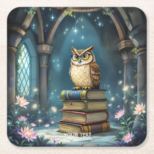 Fantasy Niedlich Owl Glassbooks Rechteckiger Pappuntersetzer