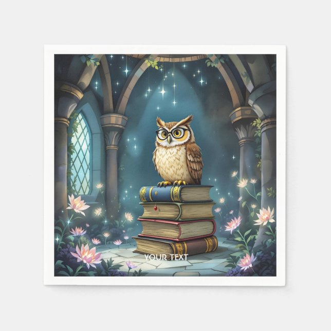 Fantasy Niedlich Owl Glassbooks Serviette (Vorderseite)