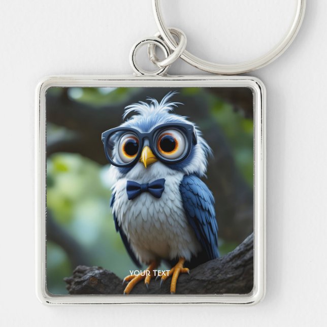 Fantasy Niedlich Owl Glassbow Schlüsselanhänger (Vorne)