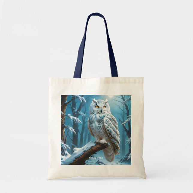 Fantasy Niedlich Owl Snow Tree Tragetasche (Vorne)