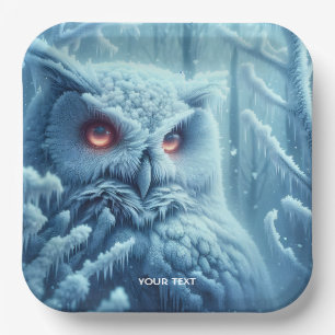 Fantasy Niedlich Owl Snow Winter Pappteller