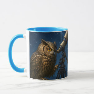 Fantasy Niedlich Owl Telescope Night Tasse