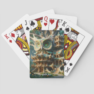 Fantasy Niedlich Owl Tree House Spielkarten