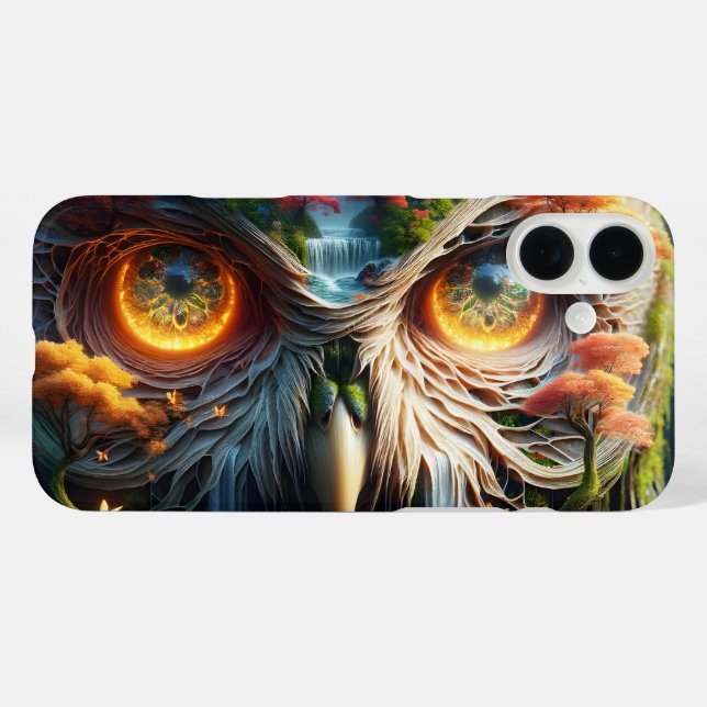 Fantasy Niedlich Owl Wasserfall Bäume Case-Mate iPhone Hülle (Rückseite (Horizontal))