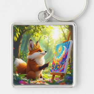Fantasy Niedlich Painting King Fox Schlüsselanhänger