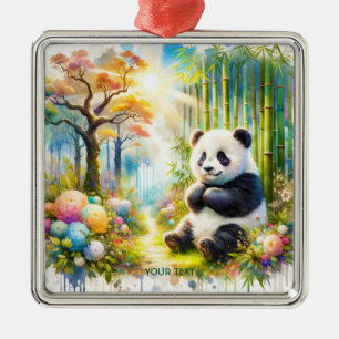 Fantasy Niedlich Panda Bamboo Forest Ornament Aus Metall