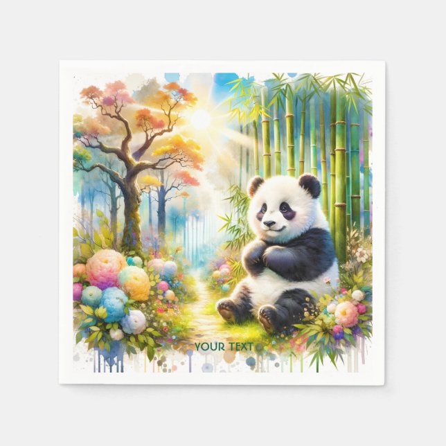 Fantasy Niedlich Panda Bamboo Forest Serviette (Vorderseite)