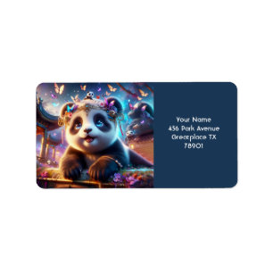 Fantasy Niedlich Panda Butterffats Blume Adressaufkleber