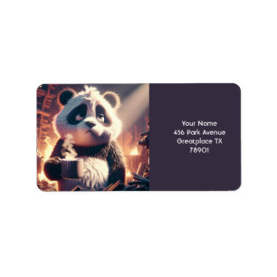 Fantasy Niedlich Panda Cup Kaffee Adressaufkleber