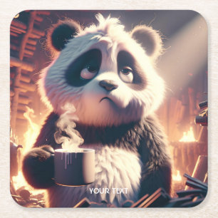 Fantasy Niedlich Panda Cup Kaffee Rechteckiger Pappuntersetzer