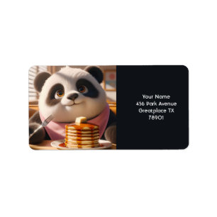 Fantasy Niedlich Panda Eating Pancakes Adressaufkleber