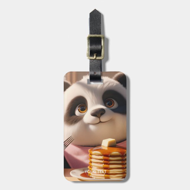 Fantasy Niedlich Panda Eating Pancakes Gepäckanhänger (Vorderseite vertikal)