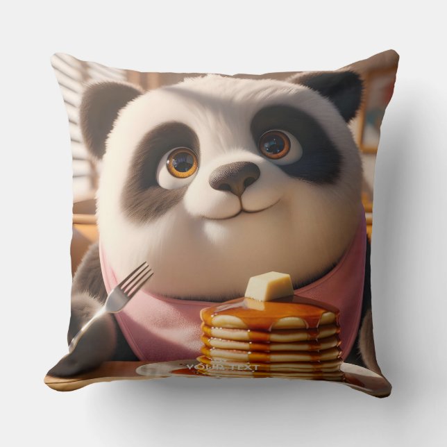 Fantasy Niedlich Panda Eating Pancakes Kissen (Vorderseite)