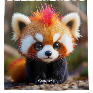 Fantasy Niedlich Panda Red Hai Duschvorhang