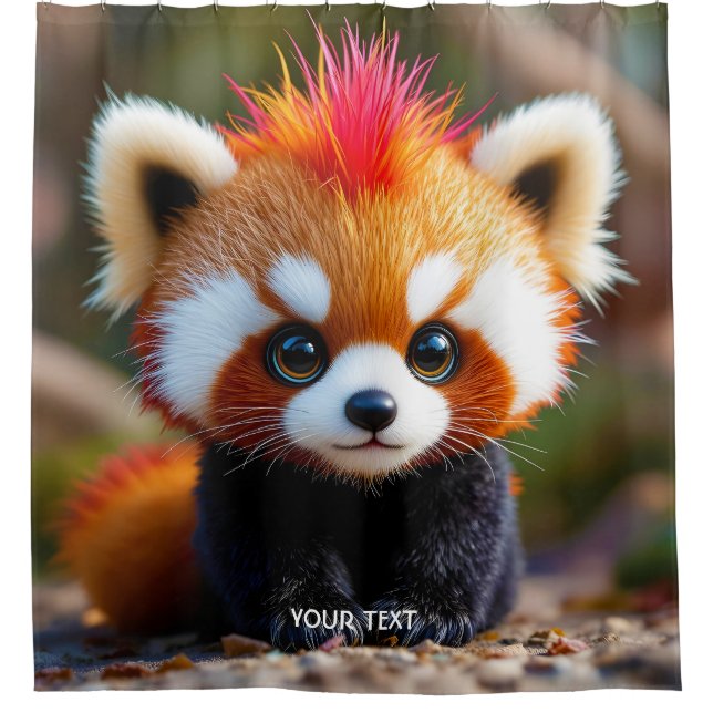 Fantasy Niedlich Panda Red Hai Duschvorhang (Vorderseite)