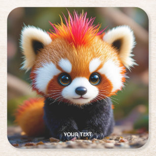 Fantasy Niedlich Panda Red Hai Rechteckiger Pappuntersetzer