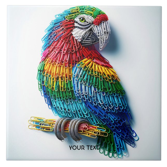 Fantasy Niedlich Paper Clips Bird Fliese (Vorderseite)